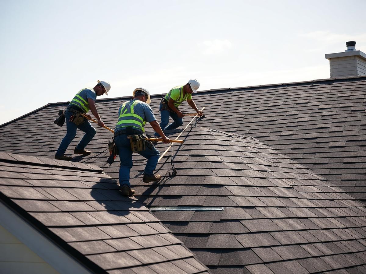 Frontline Restoration crew working on a residential roof